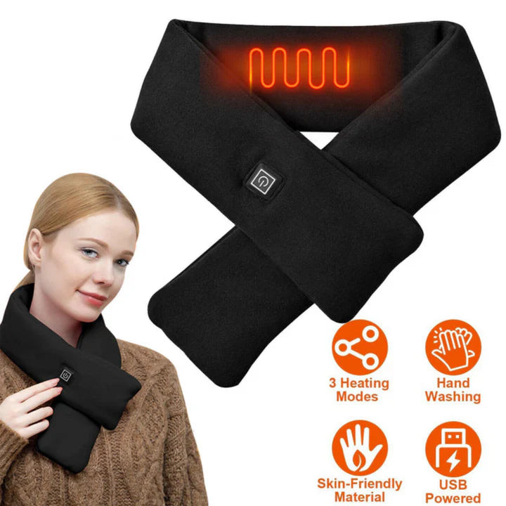 Electric Heated Scarf - Pro Electric Heated Scarf with 3 Heating Levels USB Rechargeable (Brown)