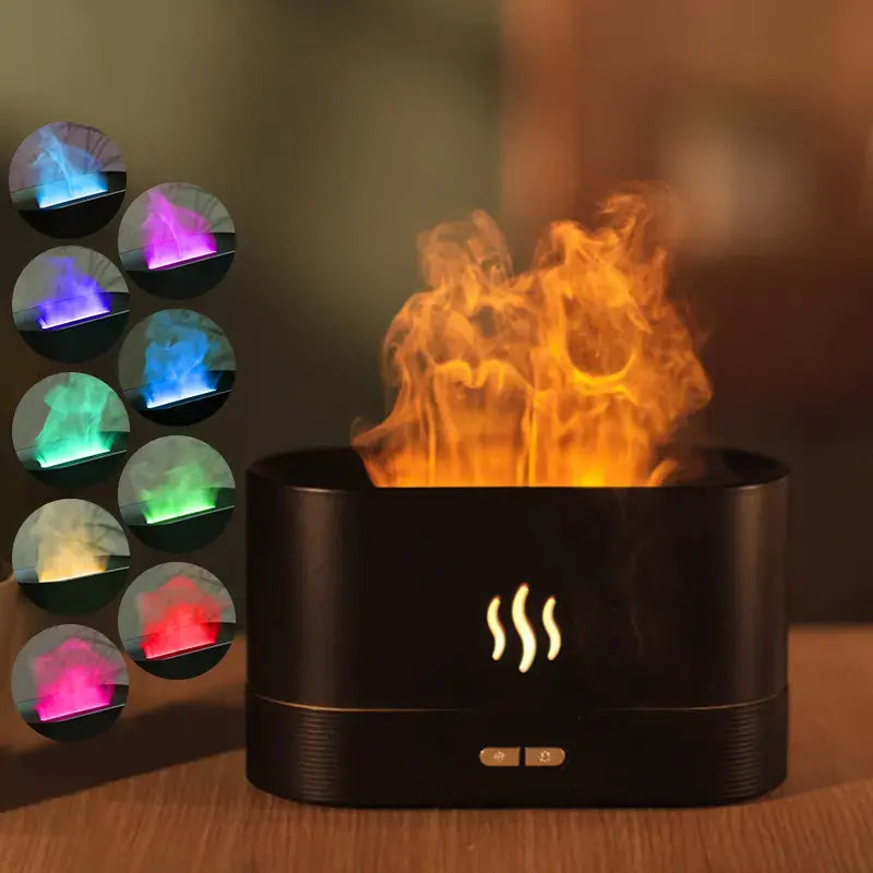 Flame Diffuser Night Light Gift Set Decor Fire Flame Humidifier