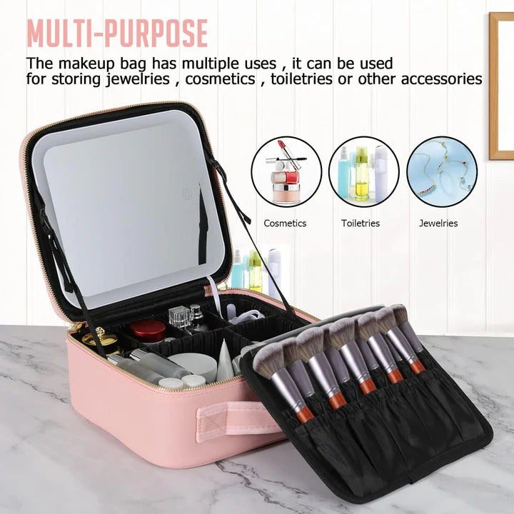 Makeup Bag with Mirror &amp; Light