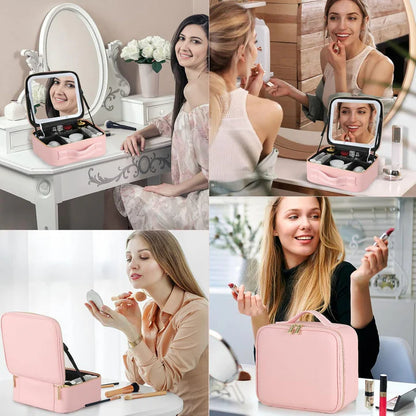 Makeup Bag with Mirror &amp; Light